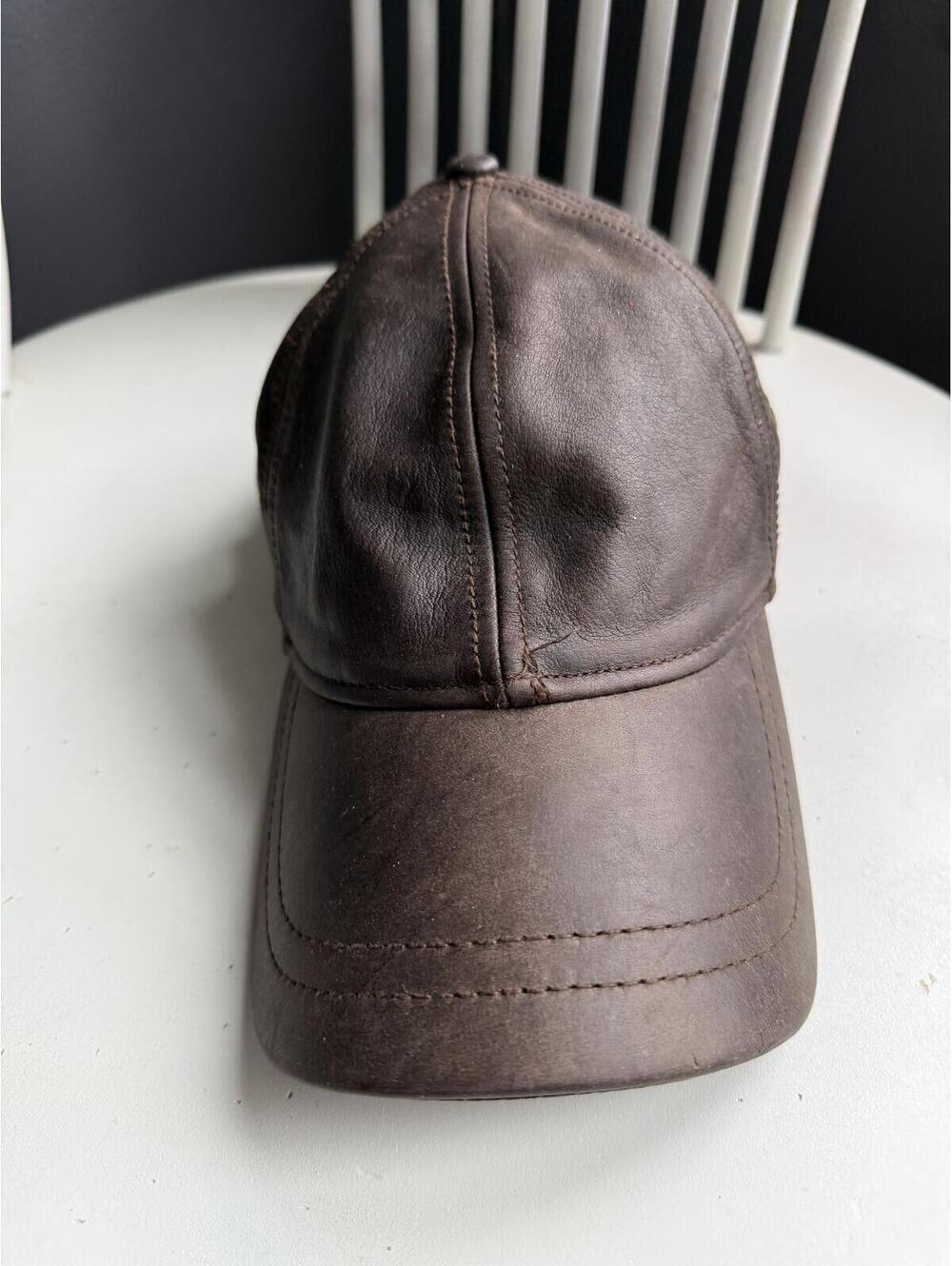 Scala Chocolate Brown Leather Baseball Cap